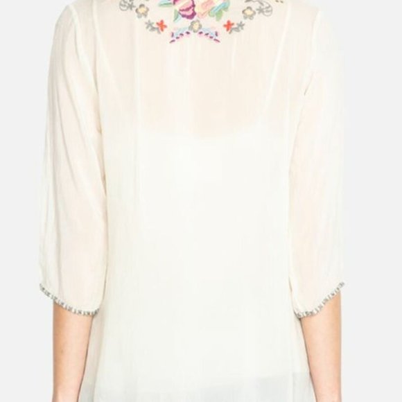 Embroidered Floral Cream Top - Picture 3 of 10